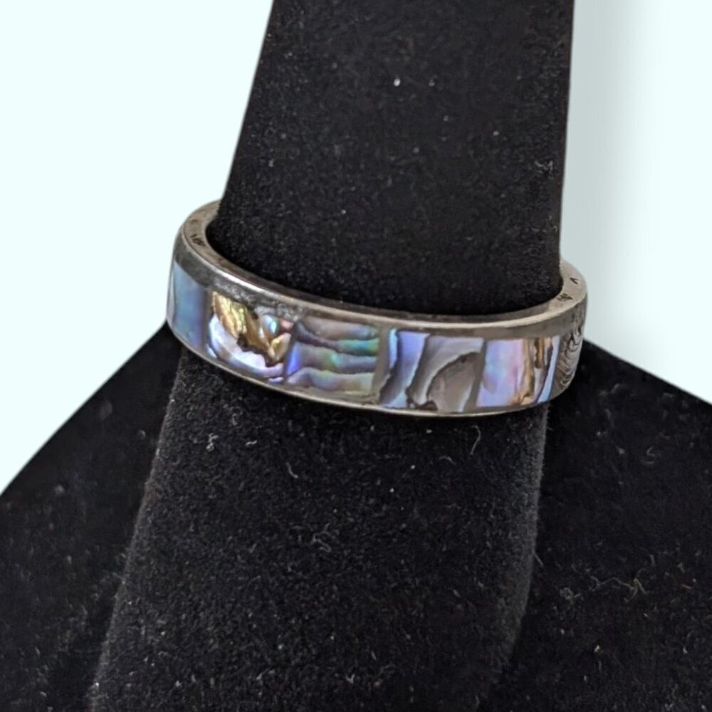 V. Abalone Inlay Band Ring